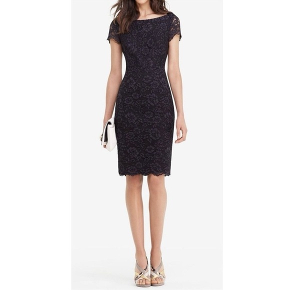 DVF Diane Von Furstenberg Ainsley Lace Sheath Dress Black - Picture 4 of 15